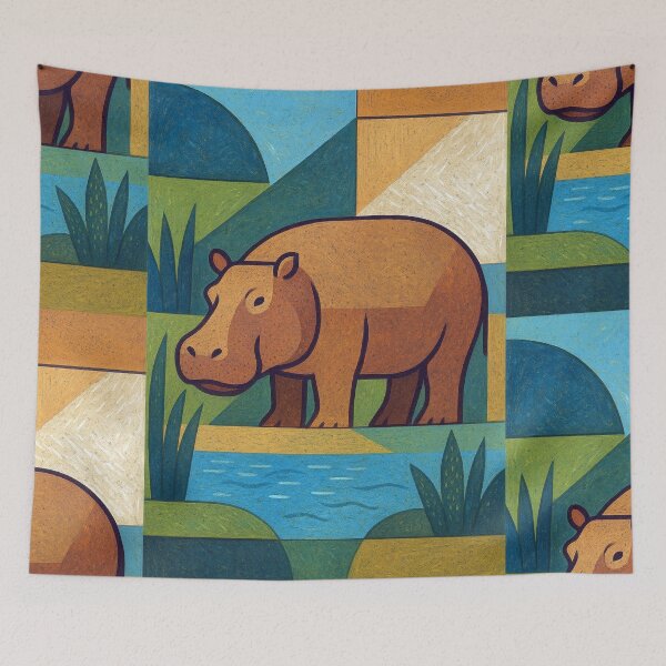 Item preview, Hippo - a Geometric illustration. designed and sold by GalleryKauffeld.