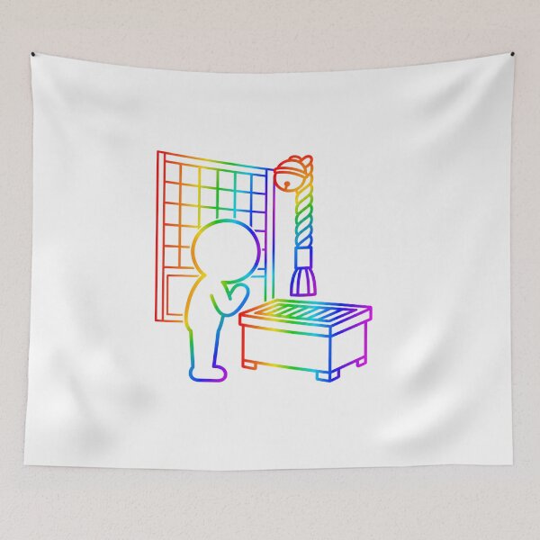 Item preview, Japanese Shrine Prayer - Faith and Gratitude Pictogram（Rainbow Line） designed and sold by japan-picto.