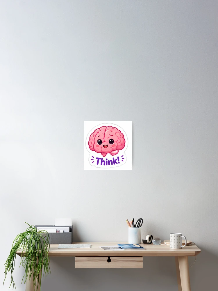 Thumbnail 2 of 3, Poster, Cute Brain Think Educational Sticker designed and sold by LearnFunStore.