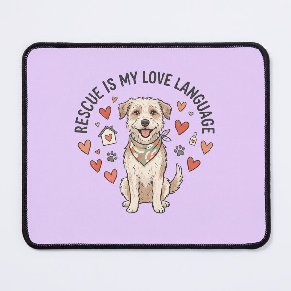 Item preview, "Rescue Is My Love Language" Scruffy Dog Adopted Home Illustrated Graphic designed and sold by BiniClicks.
