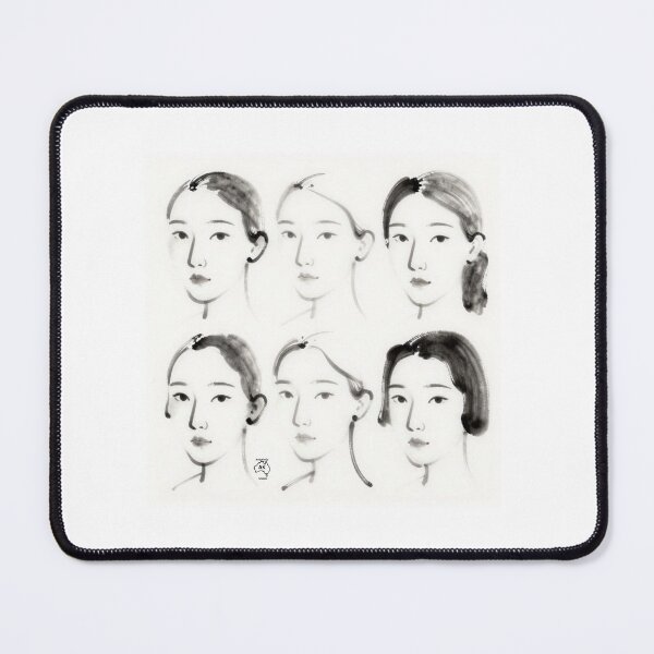 Item preview, Stylish Asian female black on white sketch images designed and sold by Andykinoz.