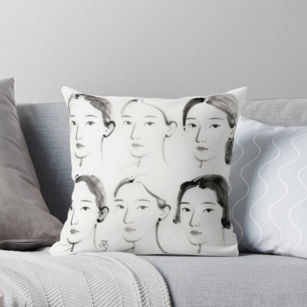 Item preview, Stylish Asian female black on white sketch images designed and sold by Andykinoz.
