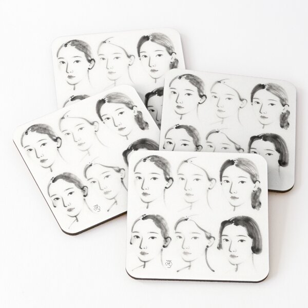 Item preview, Stylish Asian female black on white sketch images designed and sold by Andykinoz.