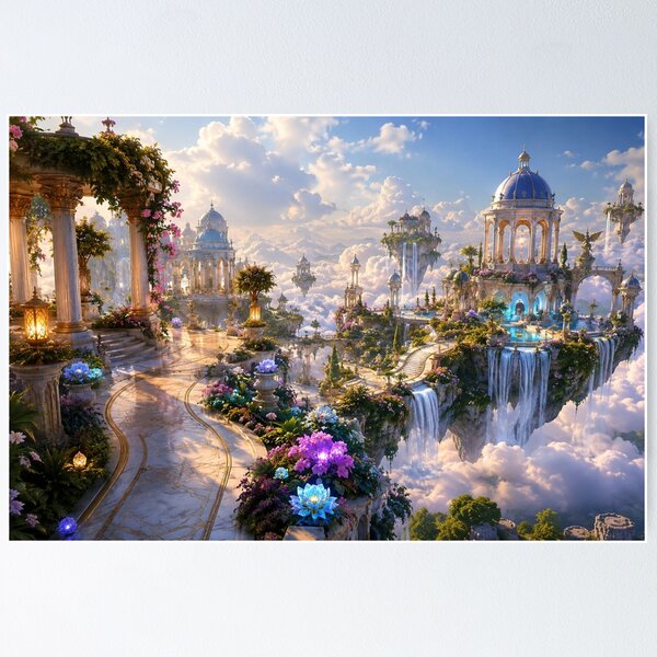 Item preview, Celestial Floating Palace in the Clouds – Fantasy Sky Kingdom designed and sold by CreativeCharmCo.