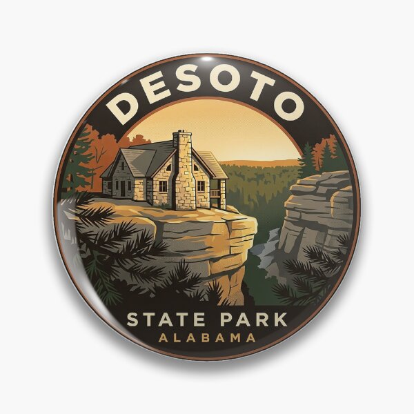 Item preview, DeSoto State Park Alabama Stone Lodge Sticker designed and sold by DetourDgn.