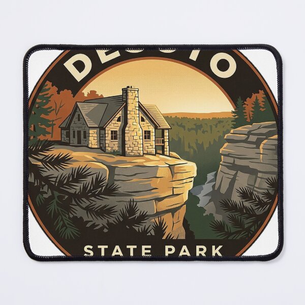 Item preview, DeSoto State Park Alabama Stone Lodge Sticker designed and sold by DetourDgn.