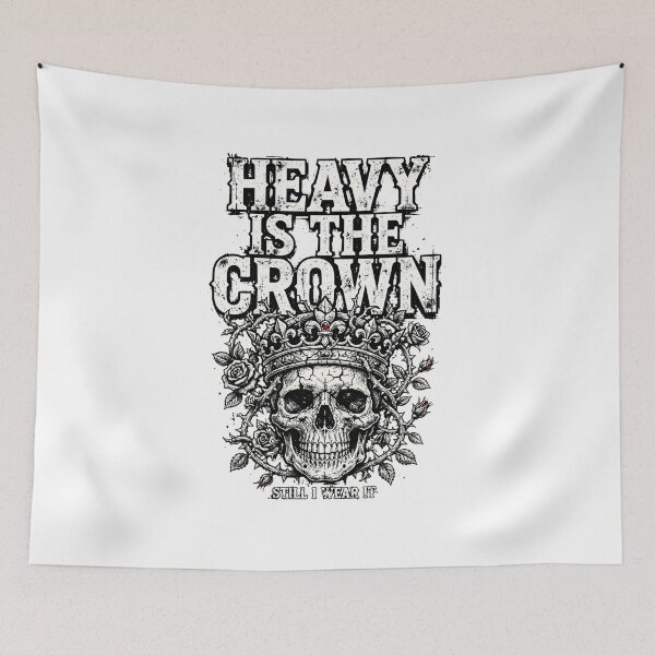 Item preview, HEAVY IS THE CROWN - Skull King Woodblock Halloween Streetwear Vector designed and sold by VYBE DARK Studio.