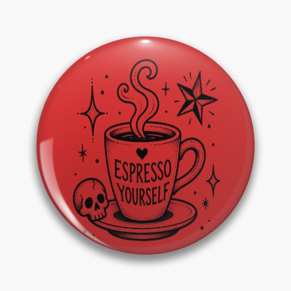 Item preview, Espresso Yourself Gothic Skull Coffee Pun designed and sold by creativerooney.