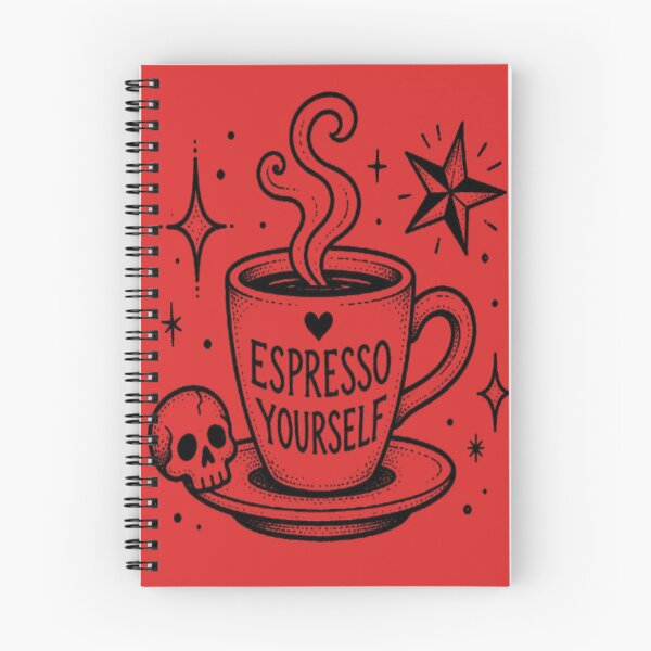 Item preview, Espresso Yourself Gothic Skull Coffee Pun designed and sold by creativerooney.