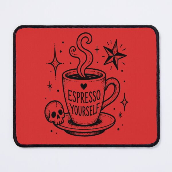 Item preview, Espresso Yourself Gothic Skull Coffee Pun designed and sold by creativerooney.