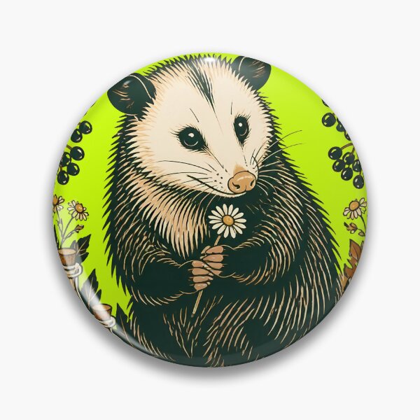 Item preview, Cottagecore Possum Herbalist Botanical Autumn Badge designed and sold by Fun2Fentastic.