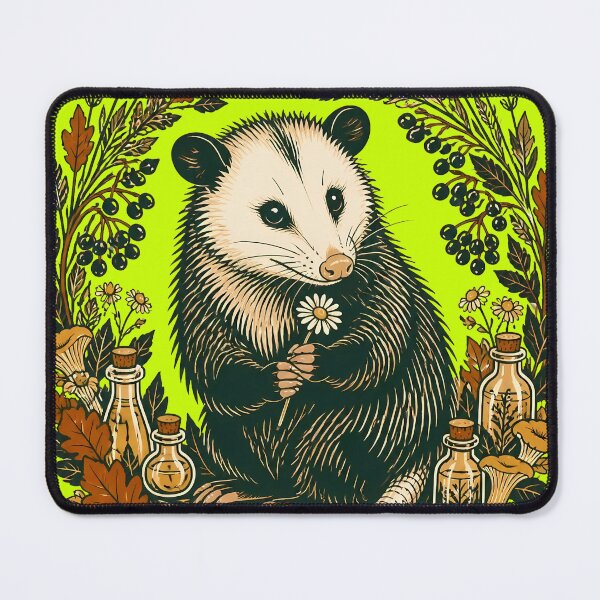 Item preview, Cottagecore Possum Herbalist Botanical Autumn Badge designed and sold by Fun2Fentastic.
