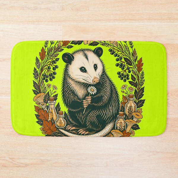 Item preview, Cottagecore Possum Herbalist Botanical Autumn Badge designed and sold by Fun2Fentastic.