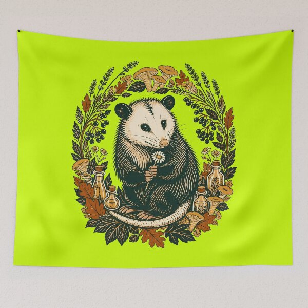 Item preview, Cottagecore Possum Herbalist Botanical Autumn Badge designed and sold by Fun2Fentastic.