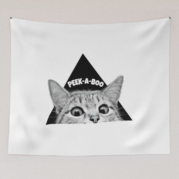 Item preview, Peeking Cat Triangle Geometric Monochrome  designed and sold by ALEGLAS.
