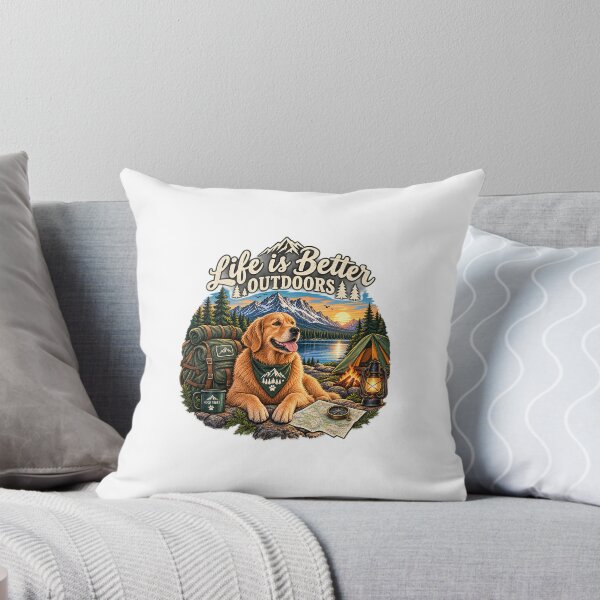 Item preview, Golden Retriever Camping Lake Vintage Outdoor Badge designed and sold by lovepower.
