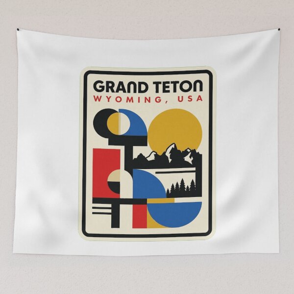Item preview, Retro Grand Teton Bauhaus Geometric Skyline designed and sold by k3rstman1.