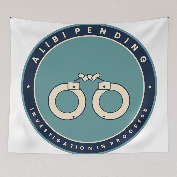 Item preview, Alibi Pending Investigation In Progress Funny True Crime T-Shirt designed and sold by Mega-Shopping.