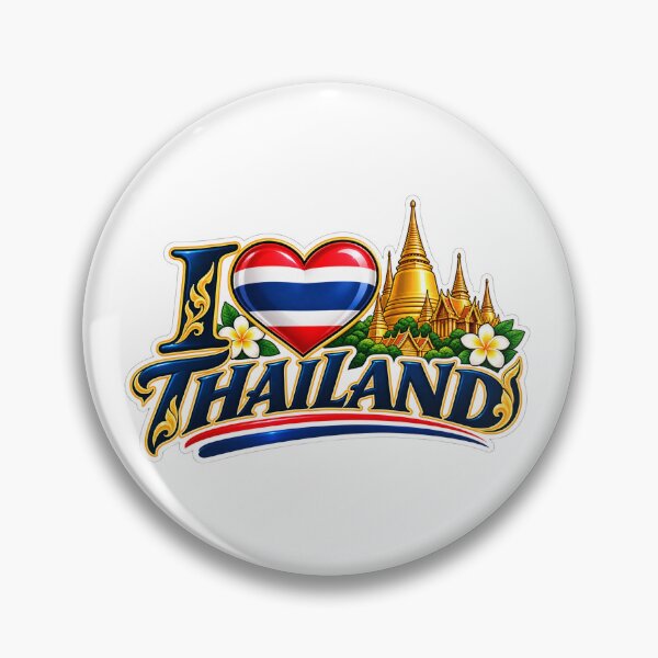 Item preview, I Love Thailand Golden Temple Souvenir Emblem designed and sold by Nicha Studio.