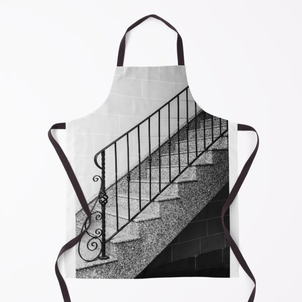 Item preview, Black and White Staircase With Iron Railing Along Granite Steps, Architectural Detail and Shadows designed and sold by Nmallia.