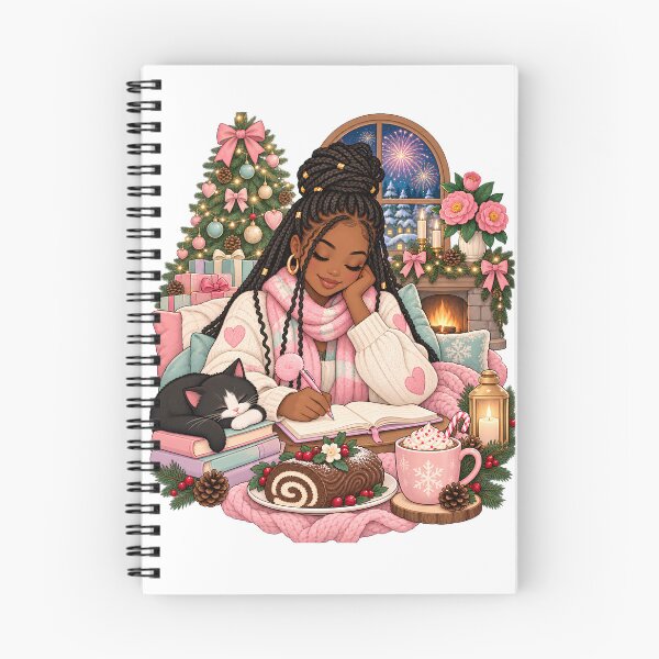 Item preview, Cozy Christmas Poet | Black Woman Writing With Her Cat designed and sold by HOUSE OF VMH.