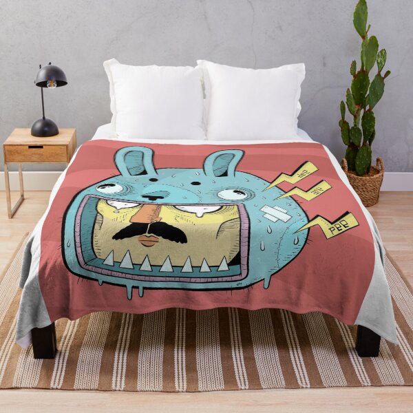 Item preview, Angry Blue Bunny Lightning Cartoon Character Art designed and sold by DRP-art.