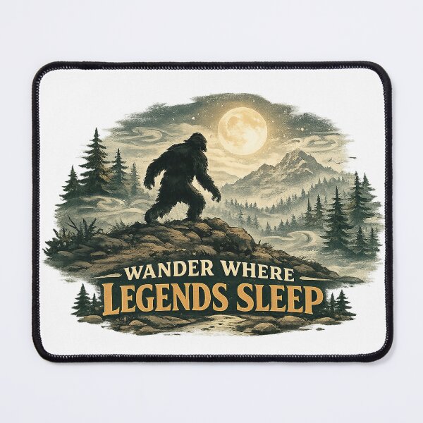 Item preview, Bigfoot Moon Mountain Wander Where Legends Sleep Art Design Print designed and sold by inkoutninja.