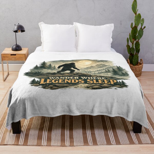 Item preview, Bigfoot Moon Mountain Wander Where Legends Sleep Art Design Print designed and sold by inkoutninja.