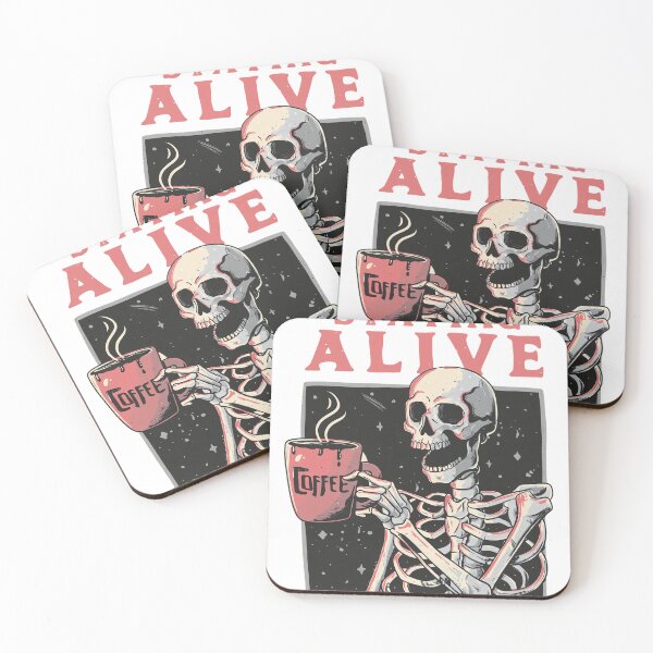 Item preview, Skeleton Drinking Coffee Staying Alive  designed and sold by JULIANHAIDARA.
