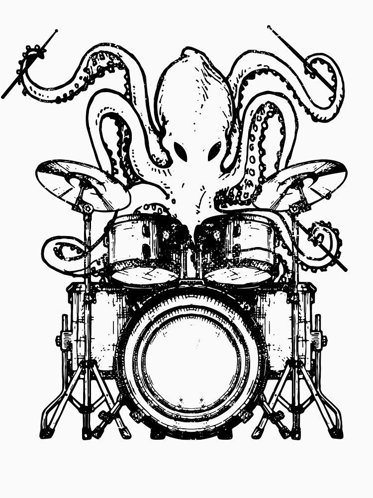 octopus playing drums t shirt