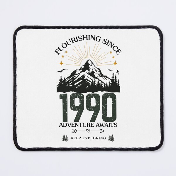 Item preview, 1990 Flourishing Since Mountain Adventure Birthday Design designed and sold by FlareCraftStudio.
