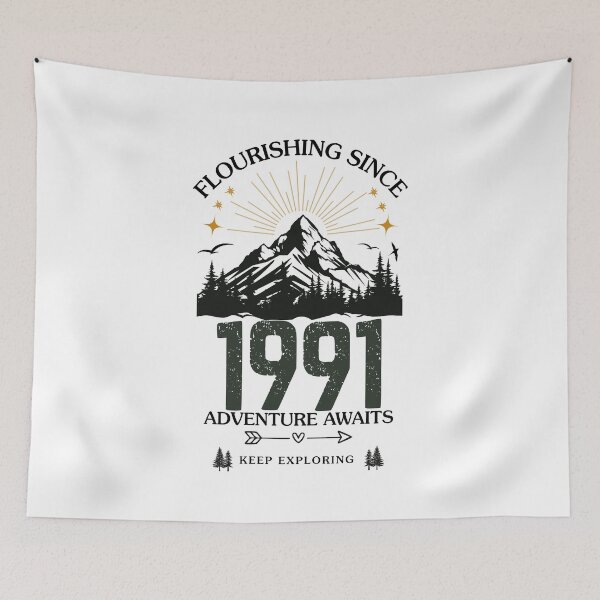 Item preview, 1991 Flourishing Since Mountain Adventure Birthday Design designed and sold by FlareCraftStudio.
