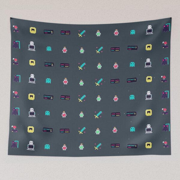 Item preview, Arcade Crypt Pixel Art Retro Gaming Dungeon Pattern designed and sold by KungPowUnicorn.