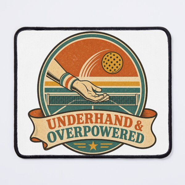 Item preview, Underhand and Overpowered Retro Padel Badge designed and sold by BoosterShop.