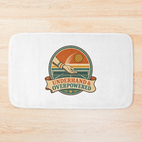 Item preview, Underhand and Overpowered Retro Padel Badge designed and sold by BoosterShop.