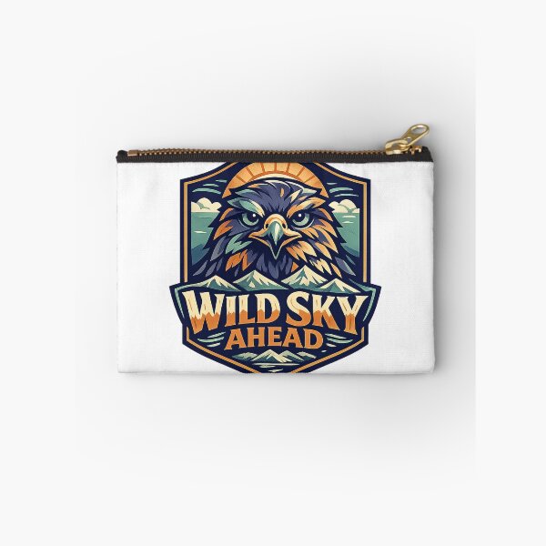 Item preview, Wild Sky Ahead Eagle Mountain Adventure Badge Art Design Print designed and sold by inkoutninja.
