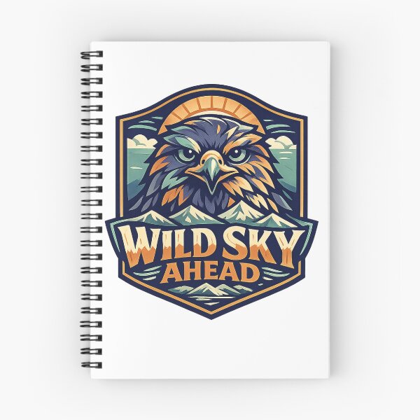 Item preview, Wild Sky Ahead Eagle Mountain Adventure Badge Art Design Print designed and sold by inkoutninja.