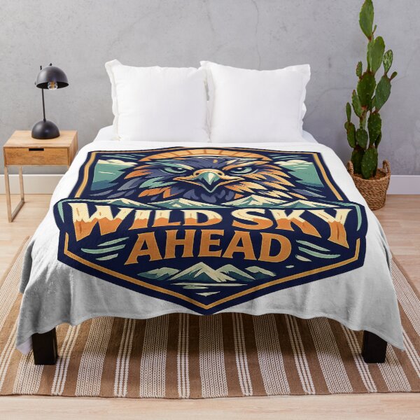 Item preview, Wild Sky Ahead Eagle Mountain Adventure Badge Art Design Print designed and sold by inkoutninja.