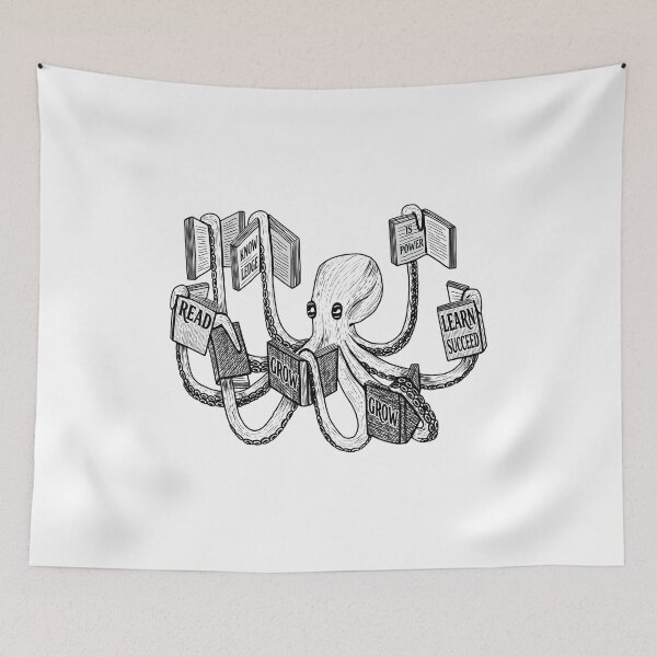 Item preview, Eight Arms Holding Books Octopus Illustration designed and sold by JULIANHAIDARA.