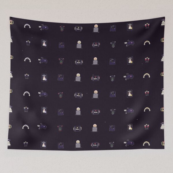 Item preview, Haunted Honeymoon Vector Micro Icon Pattern Gothic Wedding designed and sold by KungPowUnicorn.