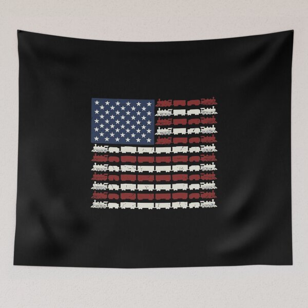 Item preview, Patriotic American Flag Train Railroad Railfan Locomotive Enthusiast designed and sold by PopStars1993.