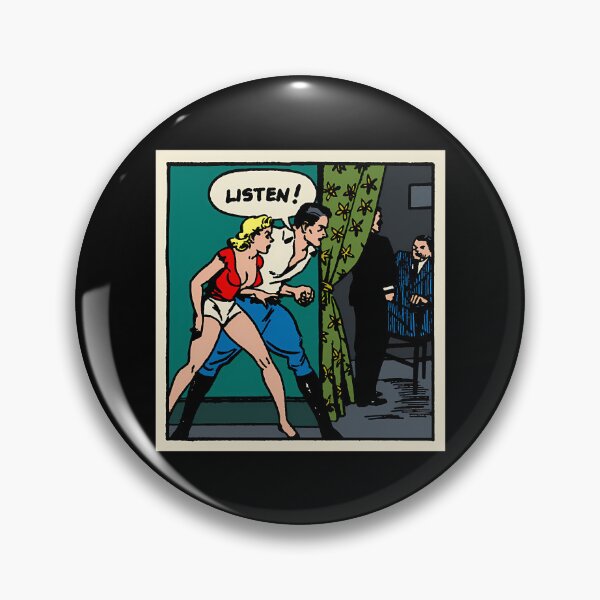 Item preview, Listen  It'S About To Go Down  Blonde Detective Comic Pin Up Pop Art designed and sold by NCWoodArt.