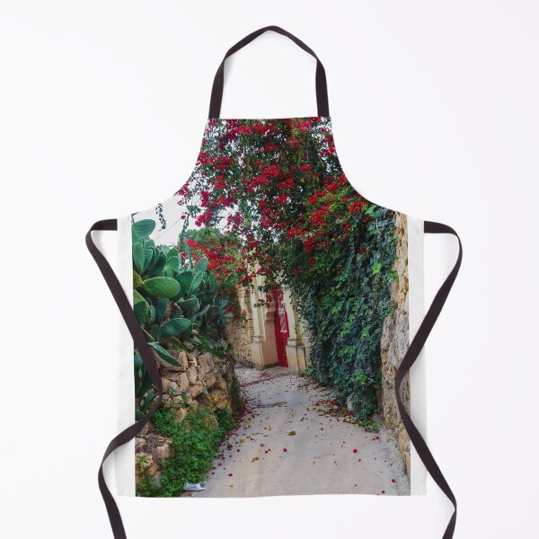 Item preview, Bougainvillea Covered Stone Alley With Red Door And Cactus In Warm Mediterranean Setting designed and sold by Nmallia.