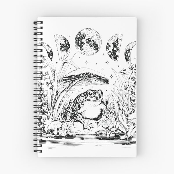 Item preview, Moon Phases Toad & Mushroom Nature Illustration designed and sold by JULIANHAIDARA.