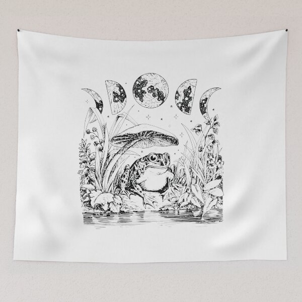 Item preview, Moon Phases Toad & Mushroom Nature Illustration designed and sold by JULIANHAIDARA.