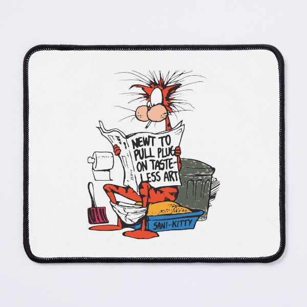 Item preview, Cat on Toilet Reading Newspaper Satire designed and sold by StrawberHamster.