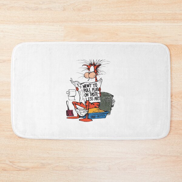 Item preview, Cat on Toilet Reading Newspaper Satire designed and sold by StrawberHamster.