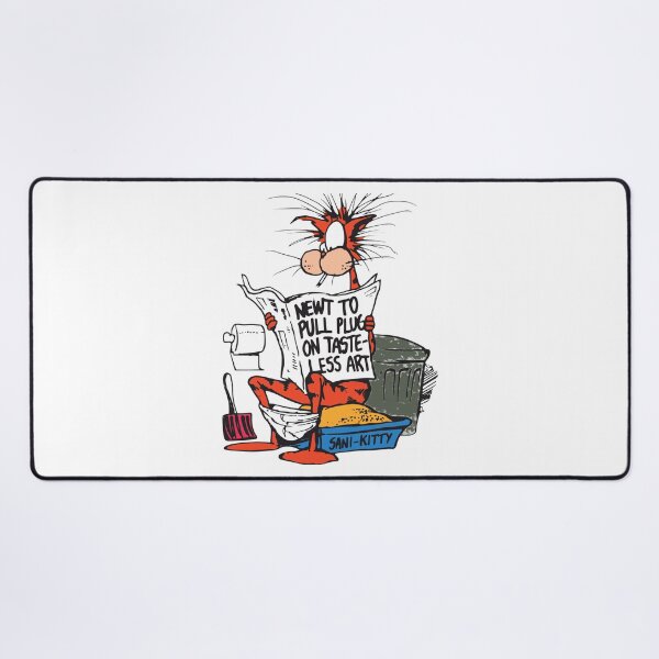 Item preview, Cat on Toilet Reading Newspaper Satire designed and sold by StrawberHamster.