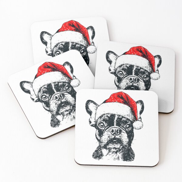 Item preview, Christmas French Bulldog Wearing Santa Hat designed and sold by vintagevibetee.