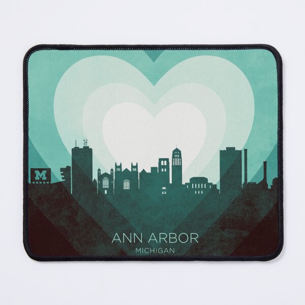 Item preview, Ann Arbor Michigan Skyline Hearts Teal designed and sold by ArtPrints.